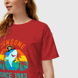 Женская футболка хлопок Oversize Прикольный с 1983 (акула пират) - фото 2