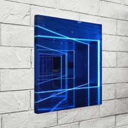 Холст квадратный Неоновый абстрактный синий коридор - фото 2