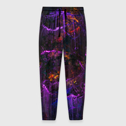 Мужские брюки 3D Неоновые лучи и листья - Фиолетовый