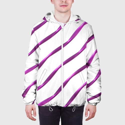 Мужская куртка 3D с принтом Блестящая сиреневая диагональ, вид сбоку #3
