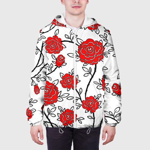 Мужская куртка 3D Beautiful red roses, цвет 3D печать - фото 4