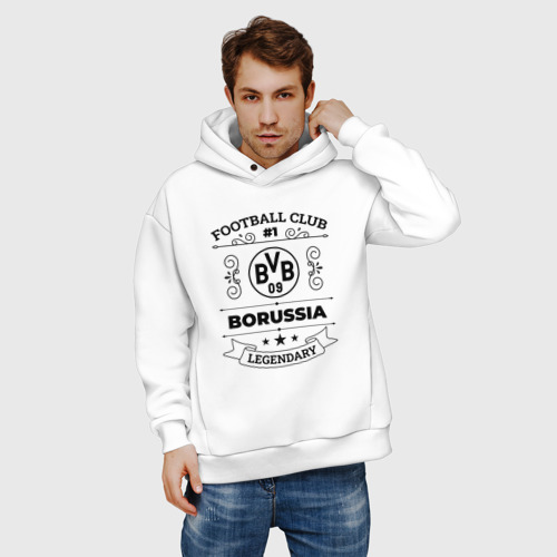 Мужское худи Oversize хлопок Borussia: Football Club Number 1 Legendary, цвет белый - фото 3