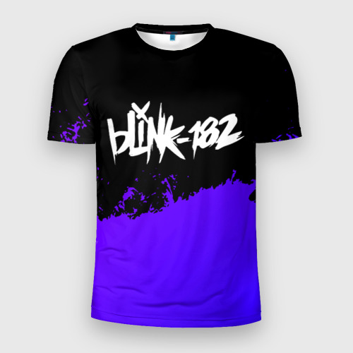 Мужская футболка 3D Slim с принтом Blink 182 Purple Grunge, вид спереди #2