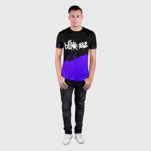 Мужская футболка 3D Slim с принтом Blink 182 Purple Grunge, вид сбоку #3
