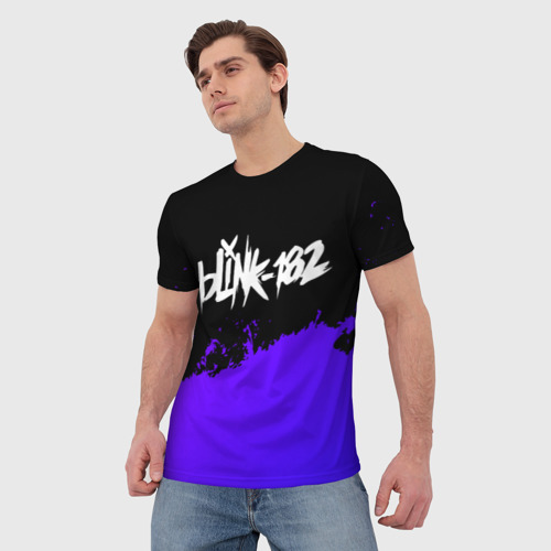 Мужская футболка 3D Blink 182 Purple Grunge, цвет 3D печать - фото 3