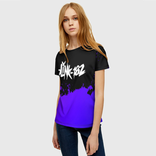 Женская футболка 3D Blink 182 Purple Grunge, цвет 3D печать - фото 3