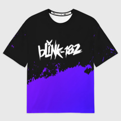 Мужская футболка oversize 3D Blink 182 Purple Grunge