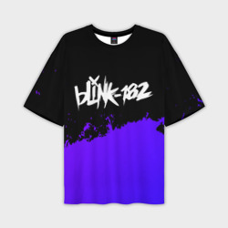 Мужская футболка oversize 3D Blink 182 Purple Grunge
