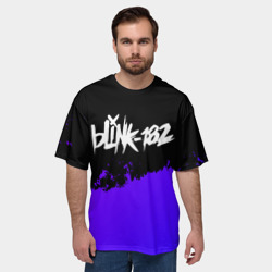 Мужская футболка oversize 3D Blink 182 Purple Grunge - фото 2