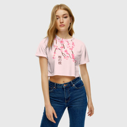 Женская футболка Crop-top 3D Ветка Нежной Сакуры - фото 2