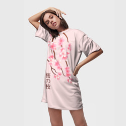 Платье-футболка 3D Ветка Нежной Сакуры - фото 2