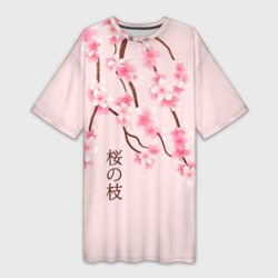Платье-футболка 3D Ветка Нежной Сакуры
