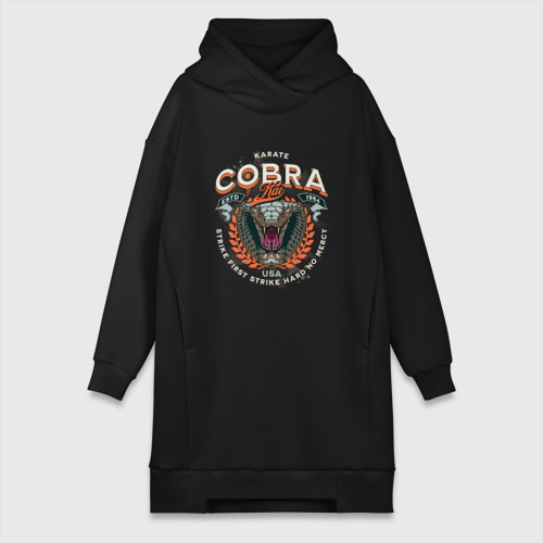 Платье-худи хлопок Кобра Кай - логотип с Коброй Cobra Kai Logo, цвет черный