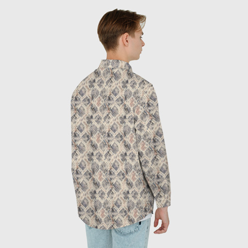 Мужская рубашка oversize 3D с принтом Змеиная кожа, имитация кожи питона, вид сзади #2