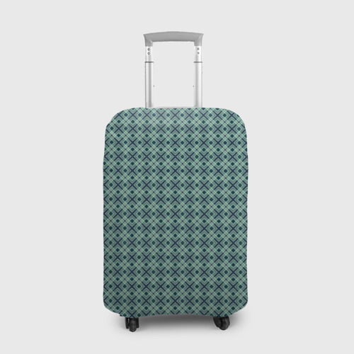 Чехол для чемодана с принтом Мелкий бирюзовый клетчатый узор, вид спереди №1