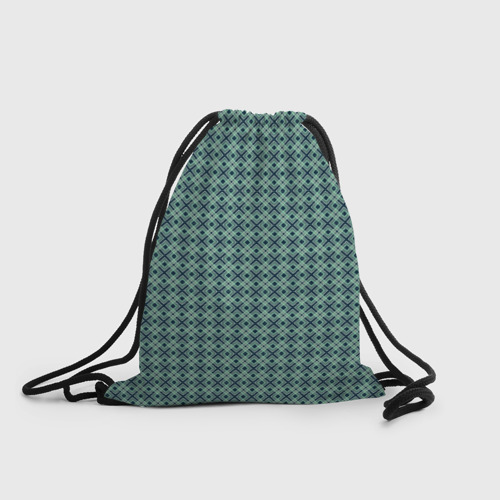 Рюкзак-мешок с принтом Мелкий бирюзовый клетчатый узор, вид спереди №1