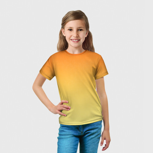 Детская футболка 3D Оранжевый, желтый градиент, цвет 3D печать - фото 5