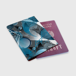 Обложка для паспорта матовая кожа Серо-синяя абстракция - фото 2