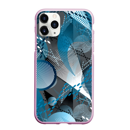 Чехол для iPhone 11 Pro Max матовый Серо-синяя абстракция, цвет розовый