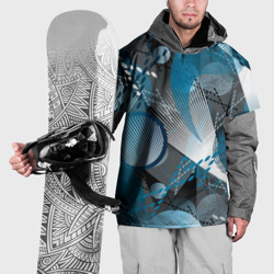 Накидка на куртку 3D Серо-синяя абстракция