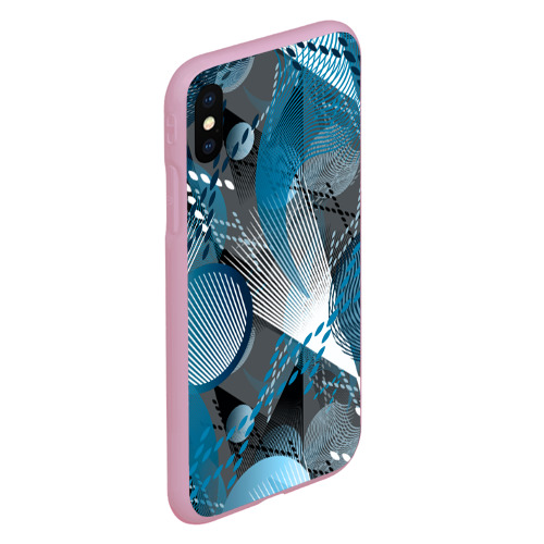 Чехол для iPhone XS Max матовый Серо-синяя абстракция, цвет розовый - фото 3