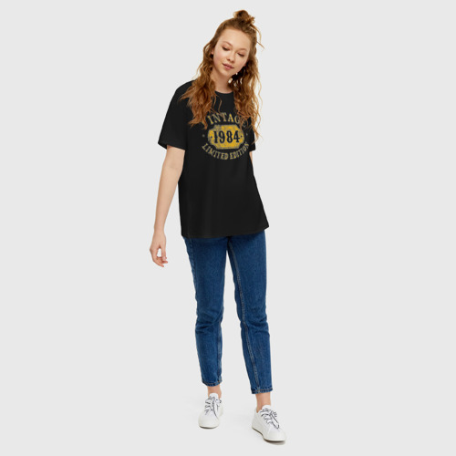 Женская футболка хлопок Oversize Винтаж 1984 лимитированная серия, цвет черный - фото 5