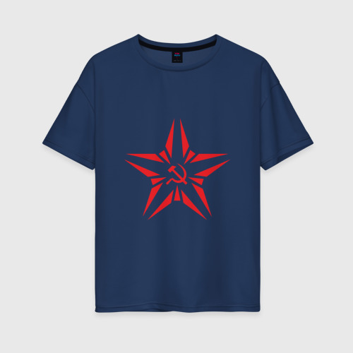 Женская футболка хлопок Oversize с принтом Звезда - Серп и Молот, вид спереди #2