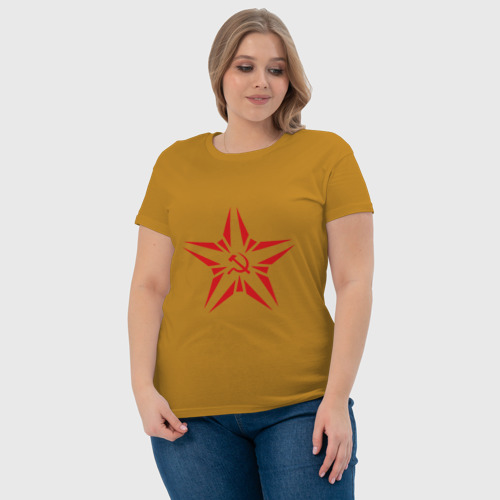 Женская футболка хлопок с принтом Звезда - Серп и Молот, фото #4