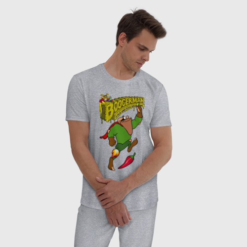 Мужская пижама хлопок с принтом Boogerman - red pepper fly, фото на моделе #1