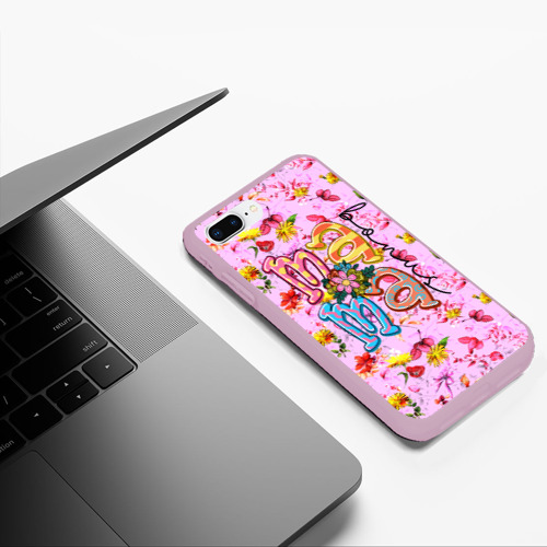Чехол для iPhone 7Plus/8 Plus матовый с принтом Слово МАМА в цветочках, фото #5