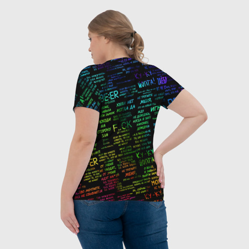 Женская футболка 3D с принтом Прикольные популярные надписи, вид сзади #2