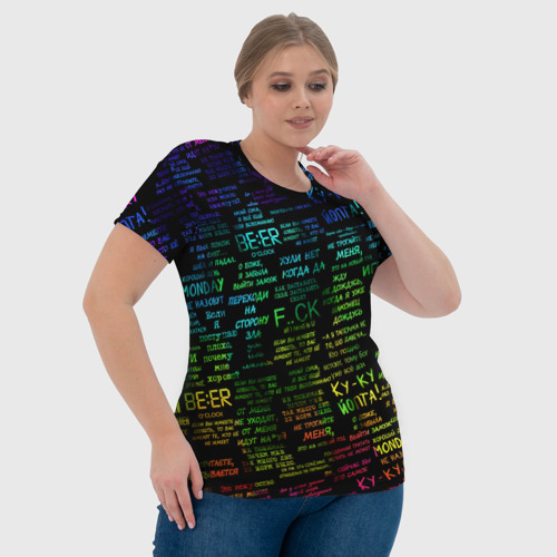 Женская футболка 3D с принтом Прикольные популярные надписи, фото #4