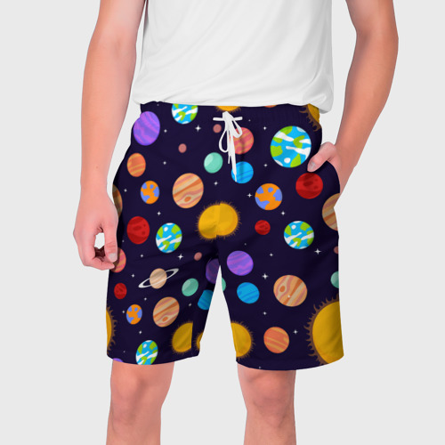 Мужские шорты 3D с принтом Солнечная Система Планет, вид спереди #2