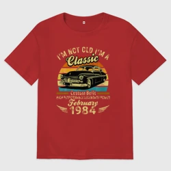Женская футболка хлопок Oversize Я не старый, я классический Родился в феврале 1984