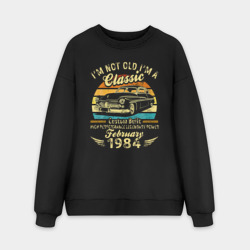 Мужской свитшот oversize без начеса хлопок Я не старый, я классический Родился в феврале 1984