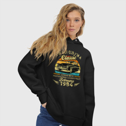 Женское худи Oversize хлопок Я не старый, я классический Родился в феврале 1984 - фото 2