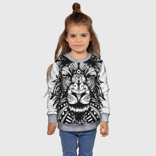 Детский свитшот 3D с принтом Черно белый Африканский Лев | Black and White Lion, фото #4