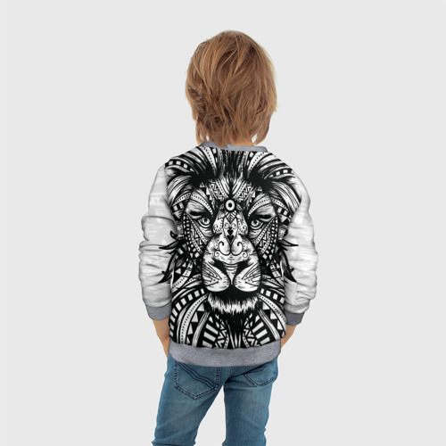 Детский свитшот 3D с принтом Черно белый Африканский Лев | Black and White Lion, вид сзади #2