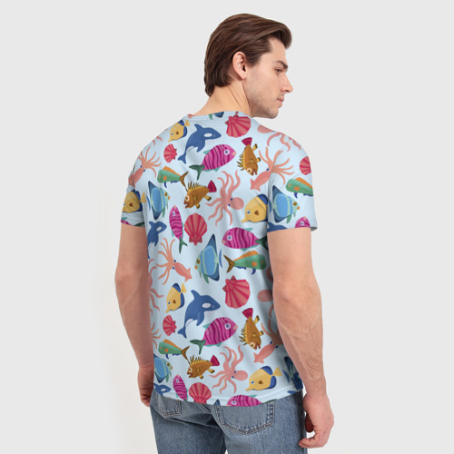 Мужская футболка 3D Паттерн из морских жителей Лето, цвет 3D печать - фото 4