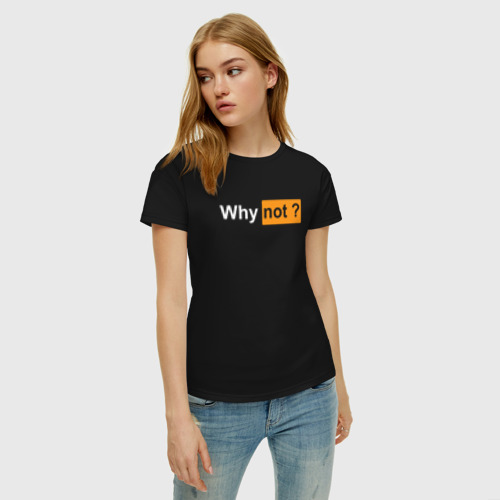 Женская футболка хлопок Почему бы нет, цвет черный - фото 3