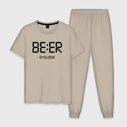 Мужская пижама хлопок с принтом Beer o'clock, вид спереди #2