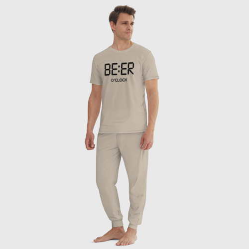 Мужская пижама хлопок с принтом Beer o'clock, вид сбоку #3