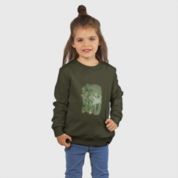 Детский свитшот хлопок Нежные листья на акварельном фоне - фото 2