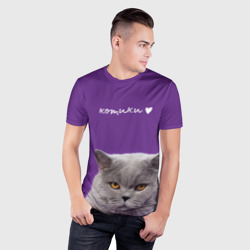 Мужская футболка 3D Slim Кошка британец - фото 2