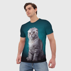 Мужская футболка 3D Британская вислоухая кошка - фото 2