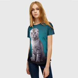 Женская футболка 3D Британская вислоухая кошка - фото 2