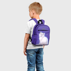 Рюкзак с принтом Котенок британской кошки для ребенка, вид на модели спереди №2. Цвет основы: белый