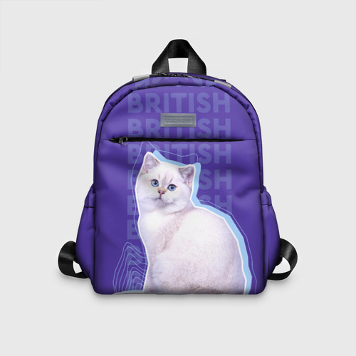 Детский рюкзак с принтом Котенок британской кошки, вид спереди №1