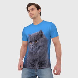 Мужская футболка 3D Британская длинношерстная кошка - фото 2