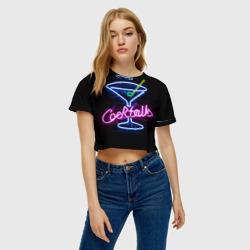 Женская футболка Crop-top 3D Неоновый коктейль - Розовый - фото 2